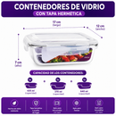 Kit con 15  Contenedores Herméticos de Vidrio + 10 Vasos de Vidrio Aruba de Regalo